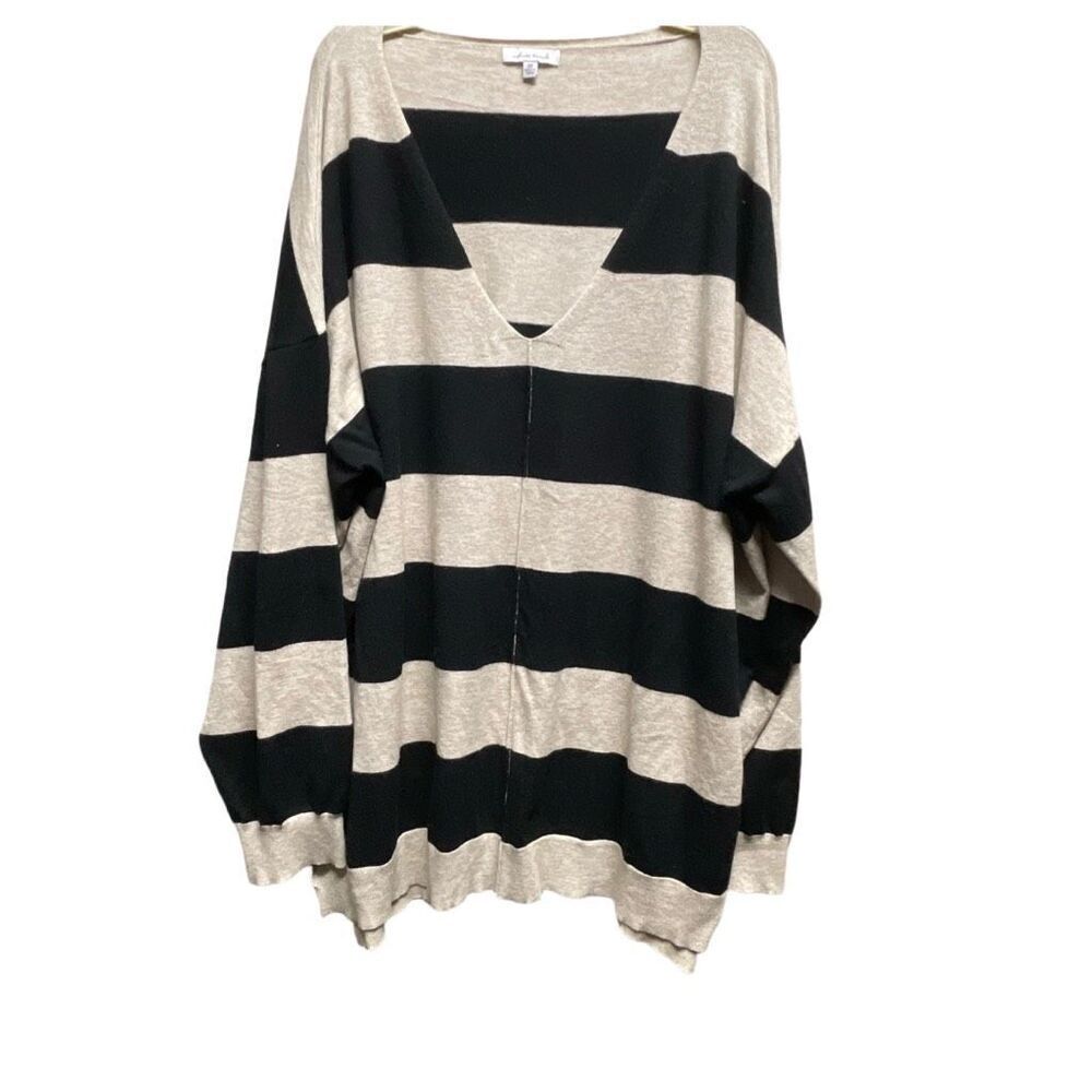White Birch size 3X v neck striped sweater.